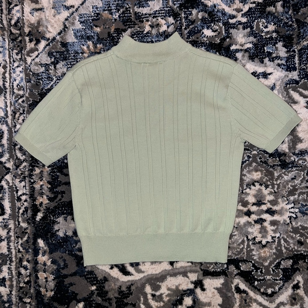 Mint Green Sweater Short Sleeve Turtleneck
